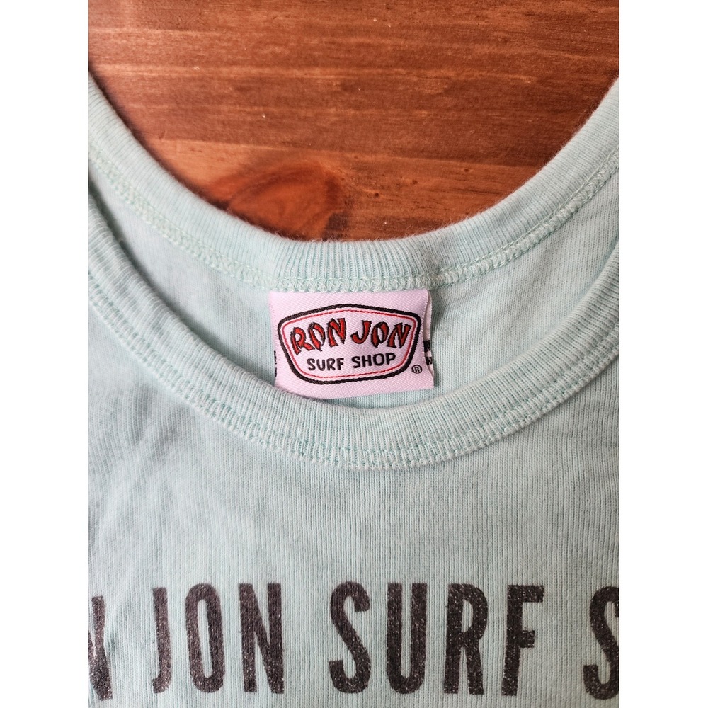 Ron Jon Surf Shop Crop Tank Top Womens XS Teal Pineapple Pensacola Beach - Picture 3 of 6